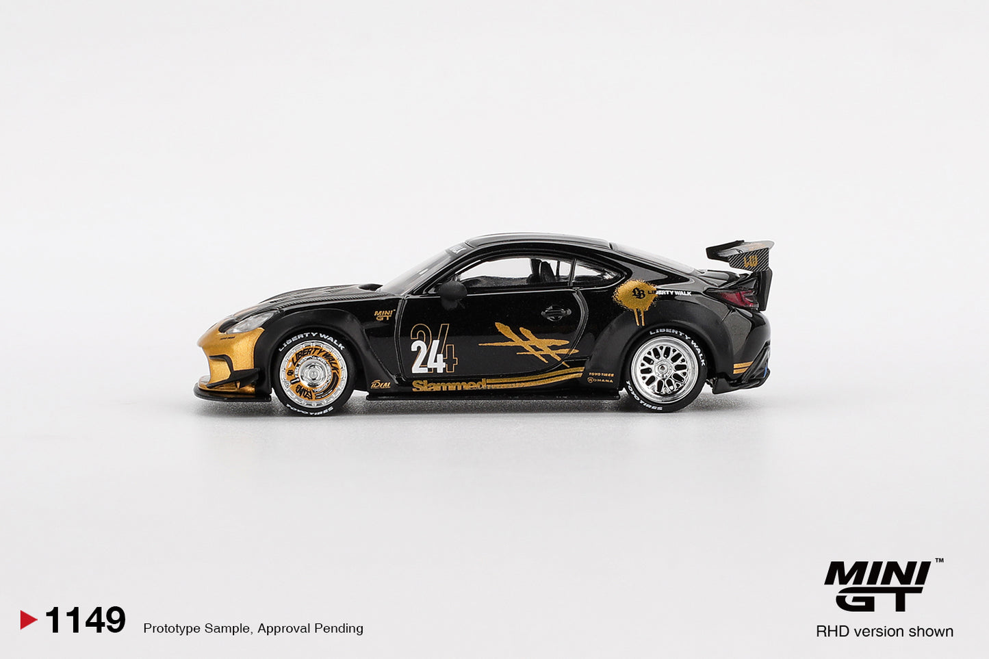 MiniGT 1:64 Toyota GR86 LB★Nation Black / Gold Diecast Model