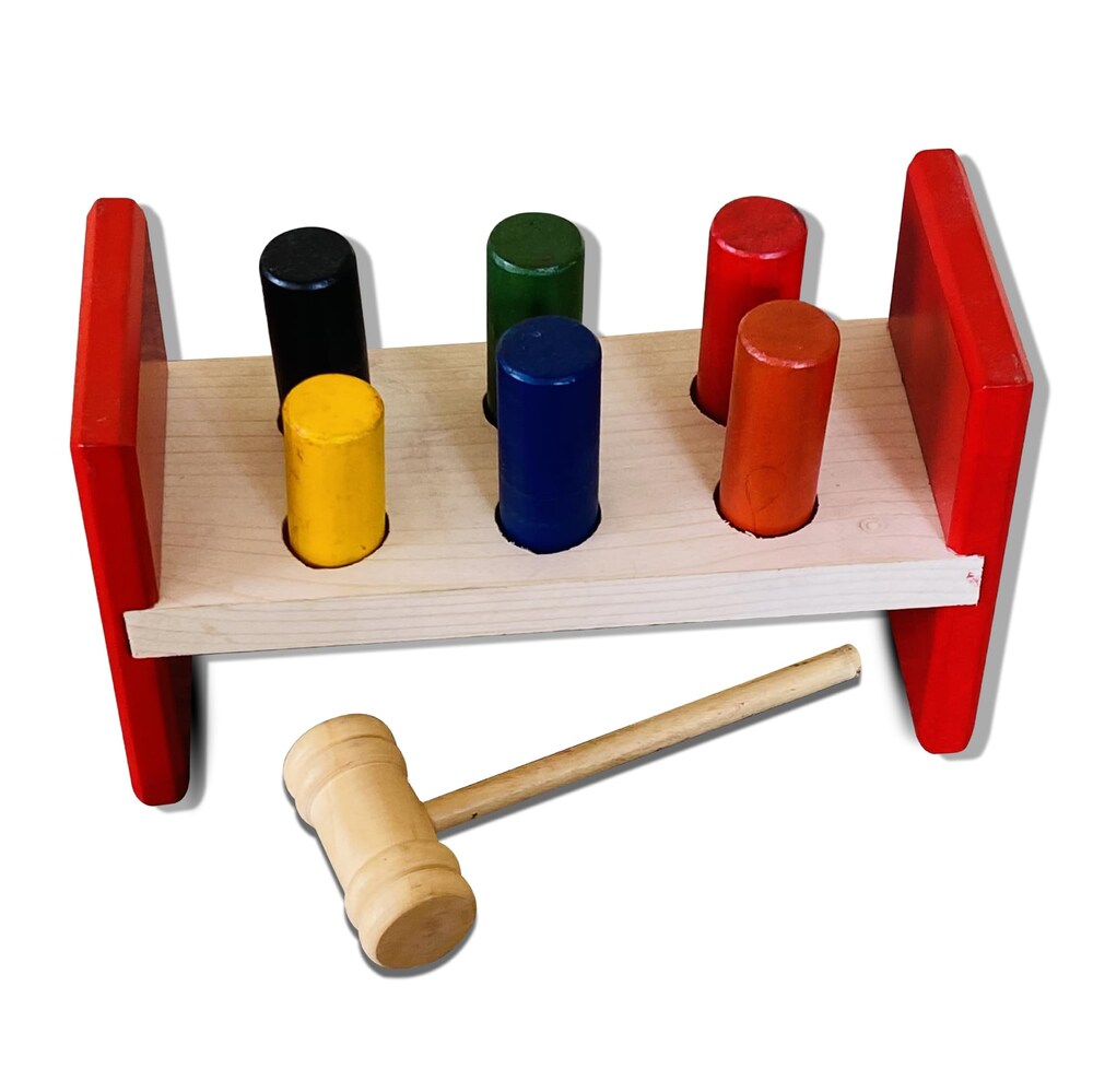 Wooden Hammer and 6 Peg Toy