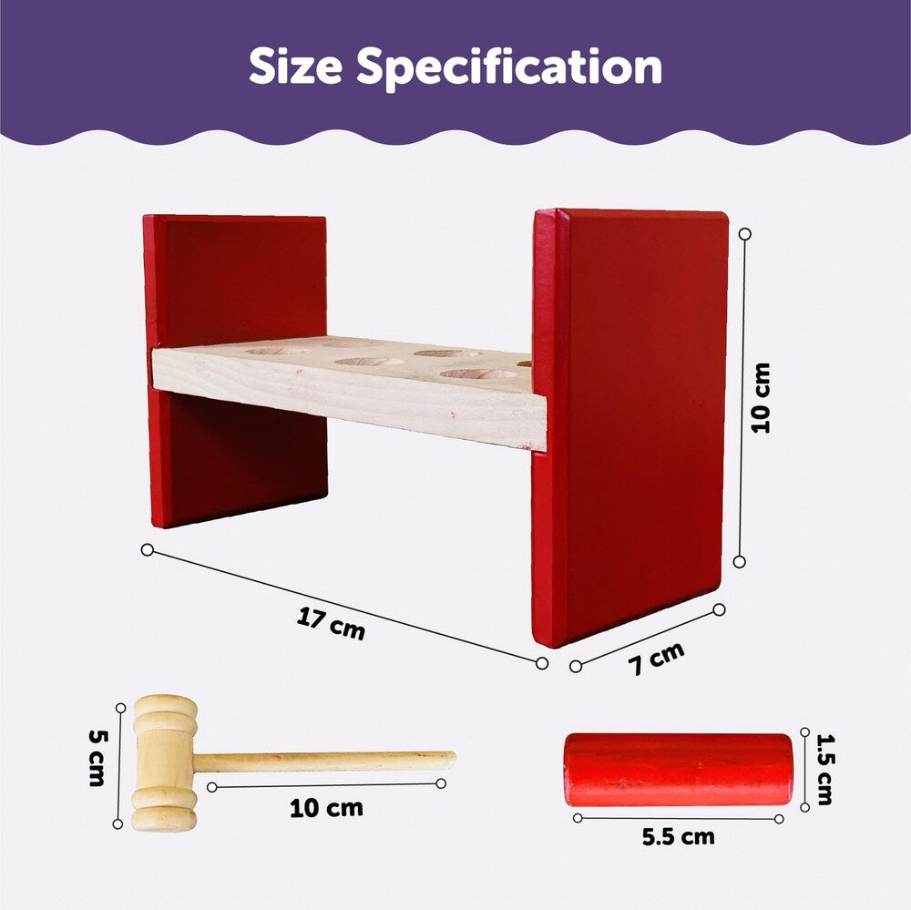 Wooden Hammer and 6 Peg Toy