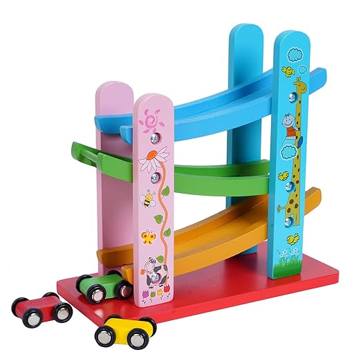 Wooden Ramp Race Track Toy Set for Kids