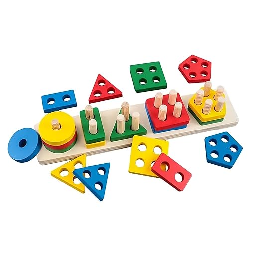 Wooden 5 Angle Geometric Blocks Building Stacker