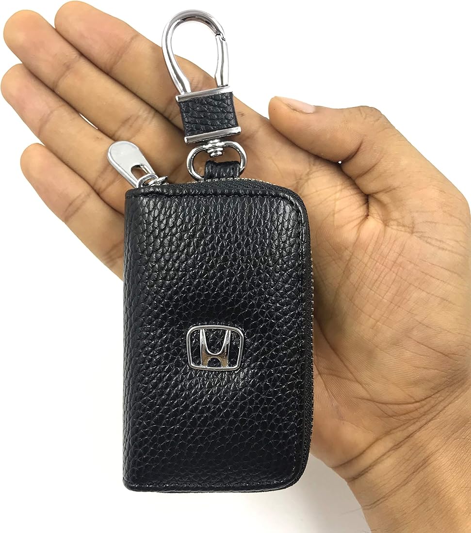 Leather Car Keyring, Black