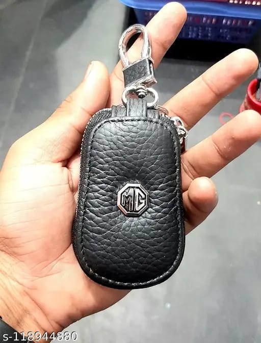 Leather Car Keyring, Black