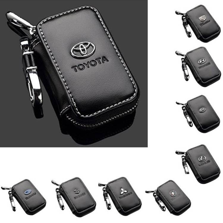 Leather Car Keyring, Black