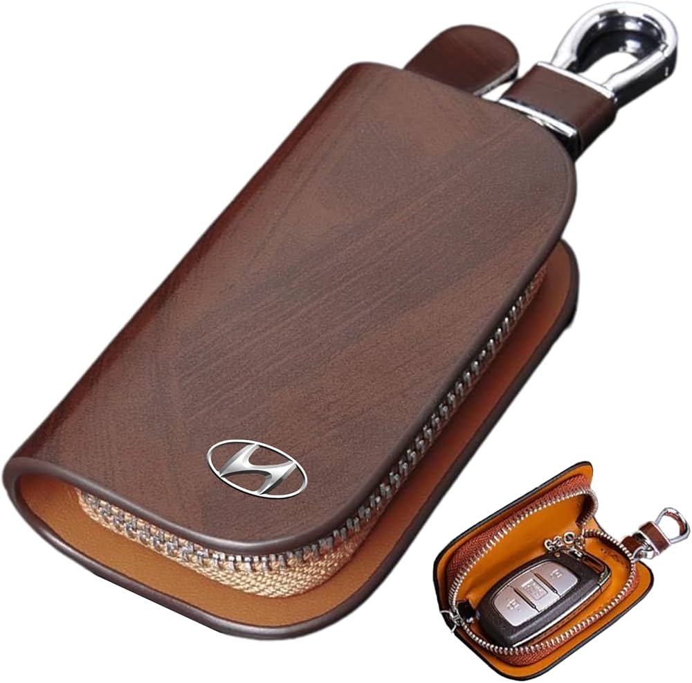 Leather Car Keyring, Brown
