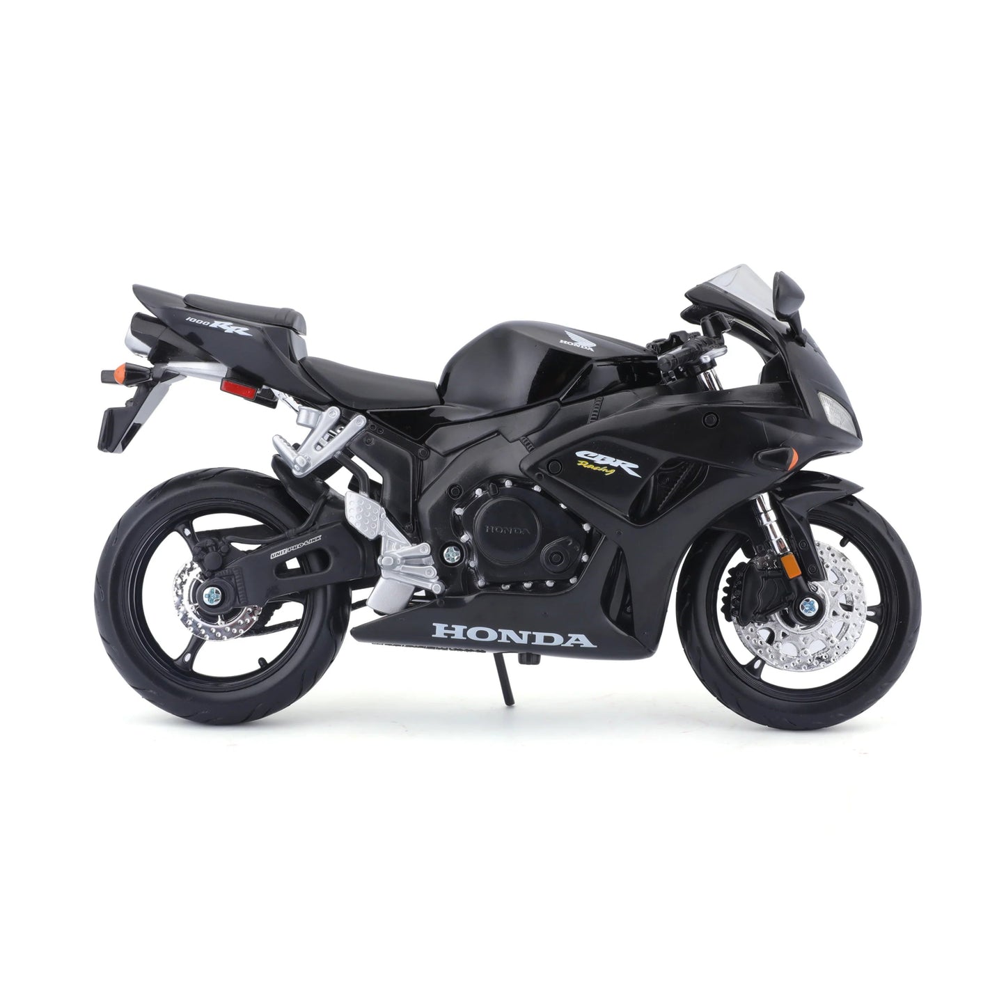Black Honda cbr1000rr motorcycle scale model on a white background