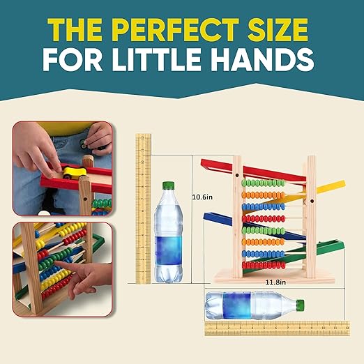 Car Track with a Wooden Abacus Toy for Kids Math -