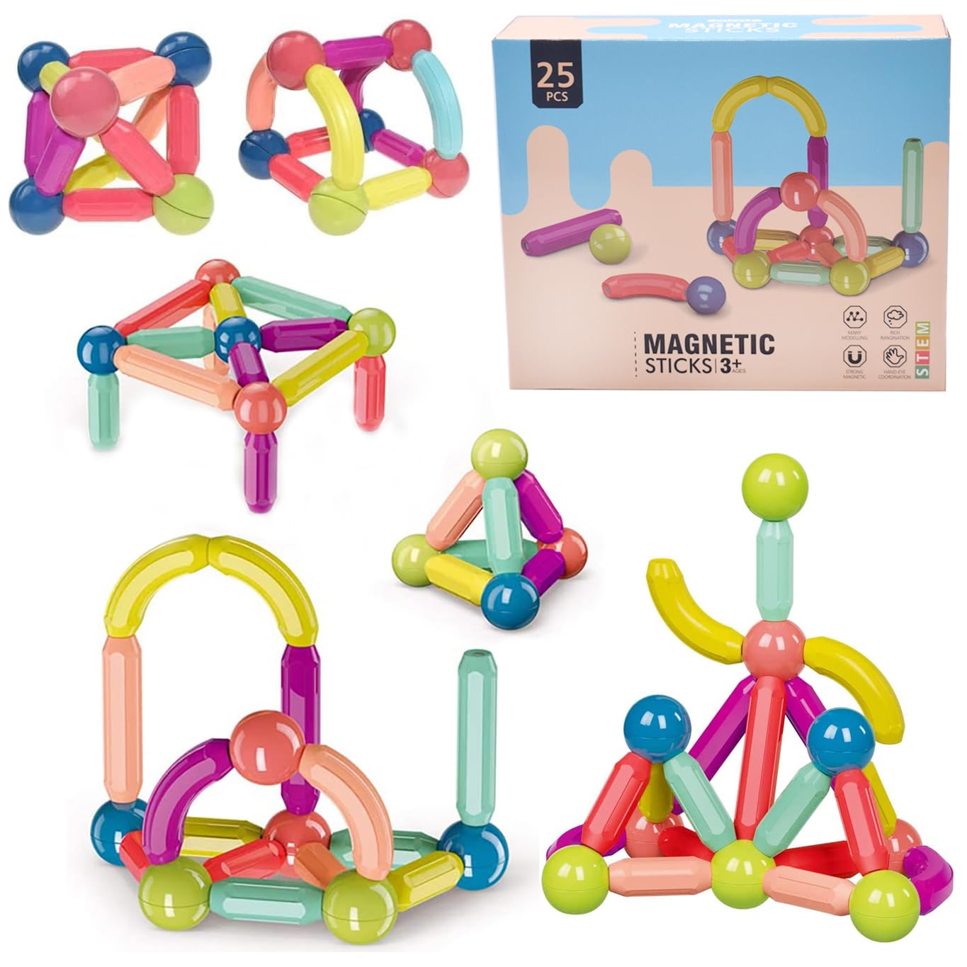 DIY STEM Magnetic Sticks 25pc