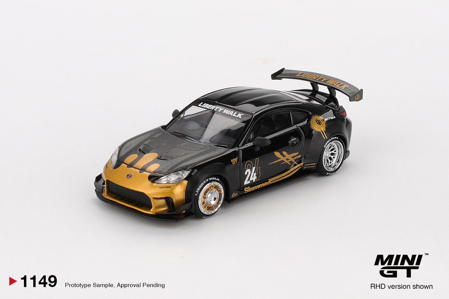 MiniGT 1:64 Toyota GR86 LB★Nation Black / Gold Diecast Model