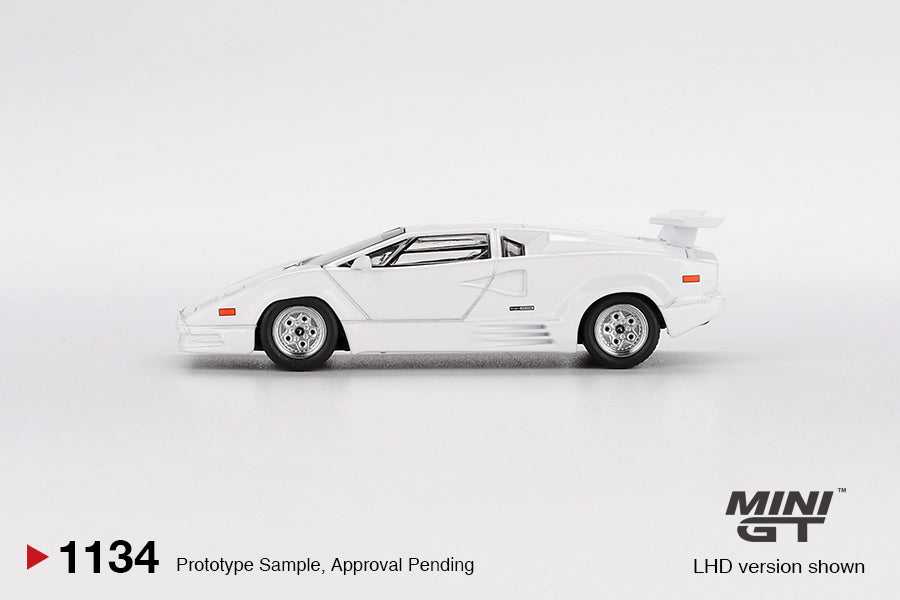 MiniGT 1:64 Lamborghini Countach 25th Anniversary White Diecast Model