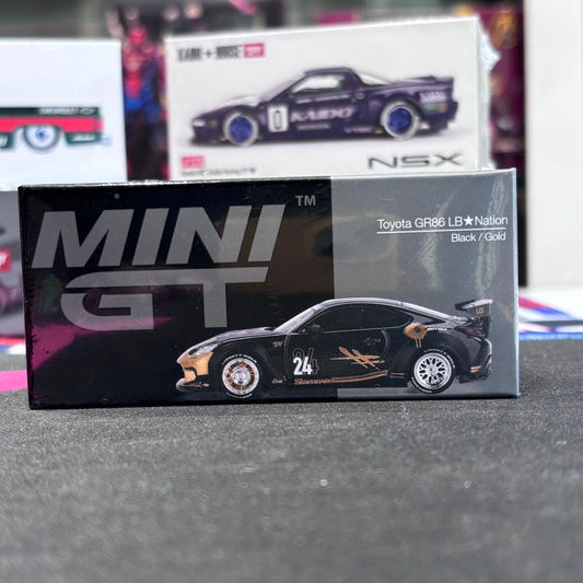 MiniGT 1:64 Toyota GR86 LB★Nation Black / Gold Diecast Model