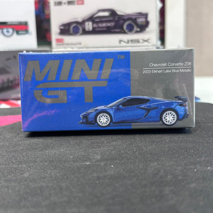 MiniGT 1:64 Chevrolet Corvette Z06 2023 Elkhart Lake Blue Metallic Diecast Model