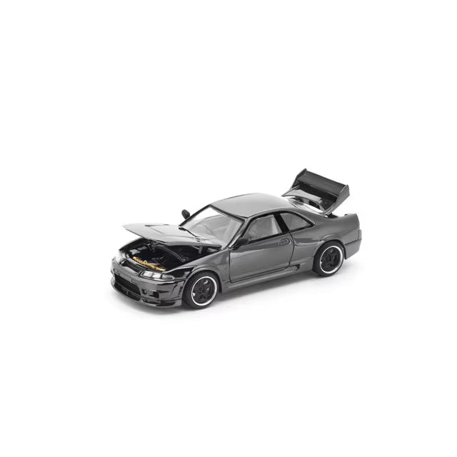 Pop Race Nissan Skyline GT-R R33 Dark Chrome Series 1:64 Scale Diecast Model Car