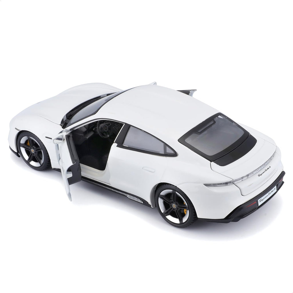 Bburago Porsche Taycan Turbo S White 1:24 Scale Diecast Model