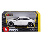 Bburago Porsche Taycan Turbo S White 1:24 Scale Diecast Model