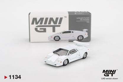 MiniGT 1:64 Lamborghini Countach 25th Anniversary White Diecast Model