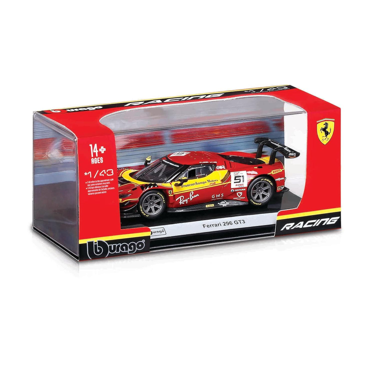 Bburago 2025 Ferrari 296 GT3 #51 1:43 Scale Diecast Model