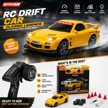 Whoosh RC Drift Car Classic Legends 1:43 Scale 4WD