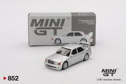 MiniGT 1:64 Mercedes-Benz 190E 2.5-16 Evolution II Astral Silver Diecast Model