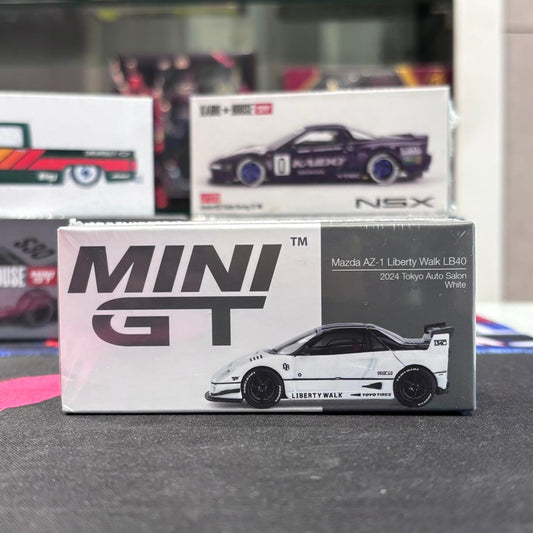MiniGT 1:64 Mazda AZ-1 Liberty Walk LB40 White 2024 Tokyo Auto Salon Diecast Model