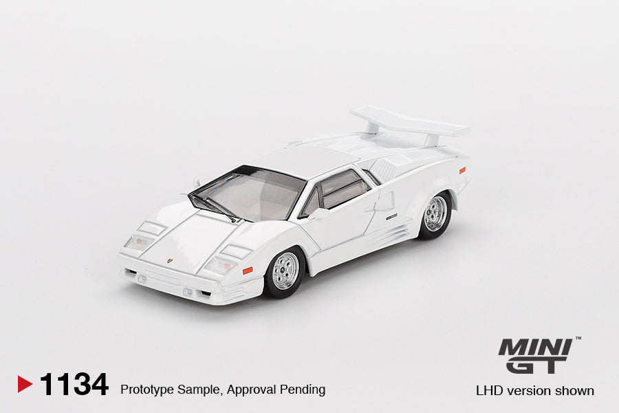 MiniGT 1:64 Lamborghini Countach 25th Anniversary White Diecast Model