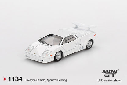 MiniGT 1:64 Lamborghini Countach 25th Anniversary White Diecast Model