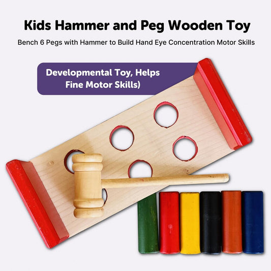 Wooden Hammer and 6 Peg Toy