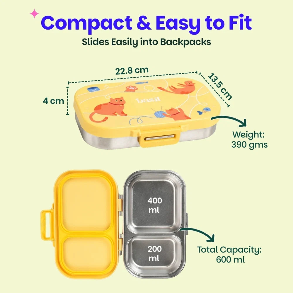 Basil Kitty Party Bento Ace - 2 Compartment Lunch Box