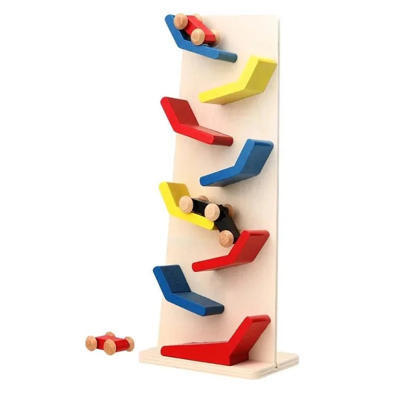 Wooden Small Slippery Cars Race Track Playset