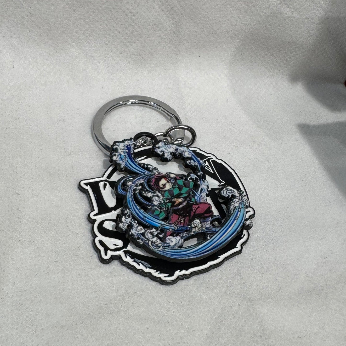Demon Slayer Tanjiro Water Breathing Spinning Keychain
