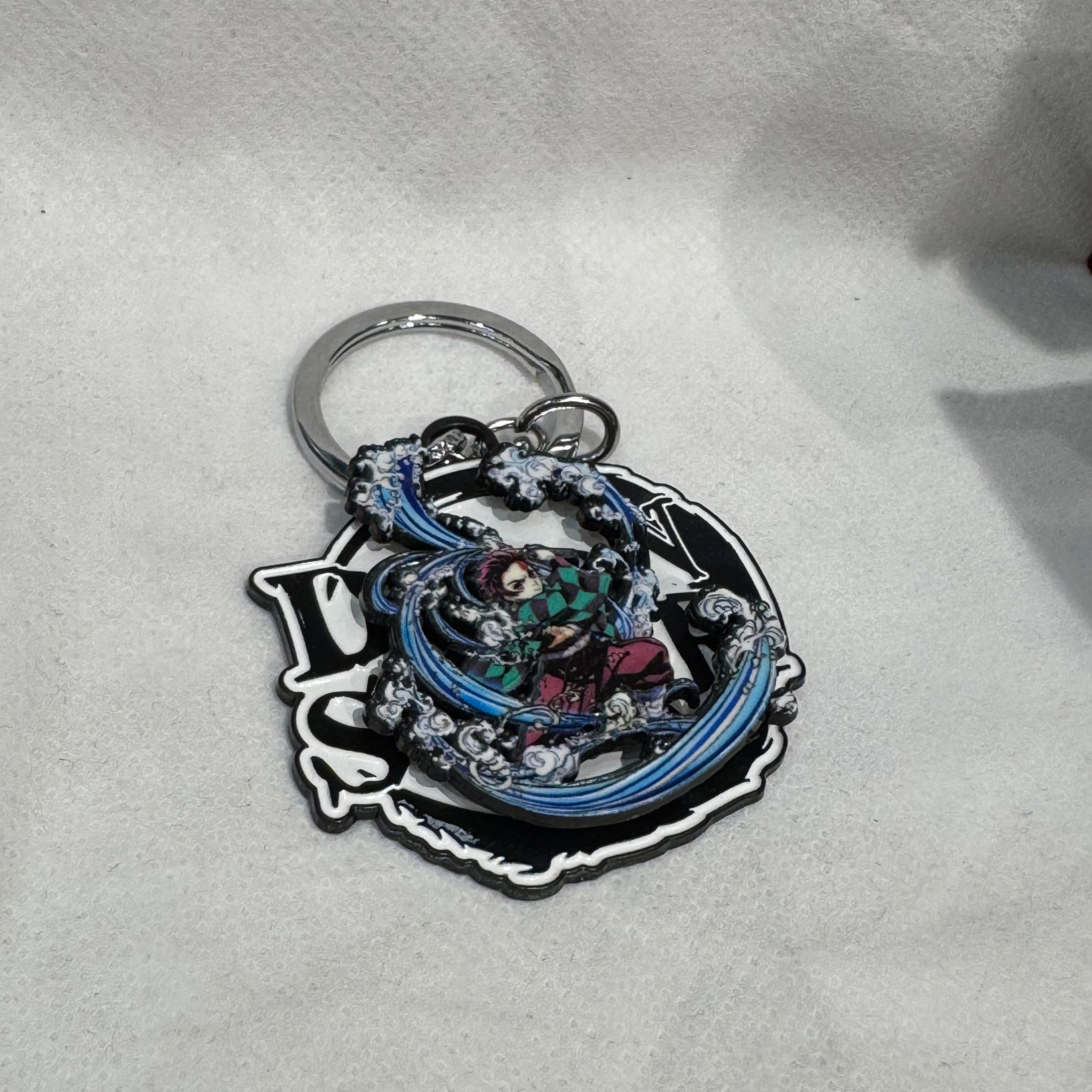 Demon Slayer Tanjiro Water Breathing Spinning Keychain