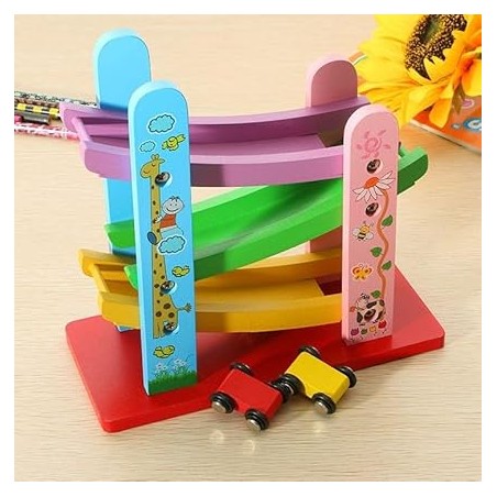 Wooden Ramp Race Track Toy Set for Kids