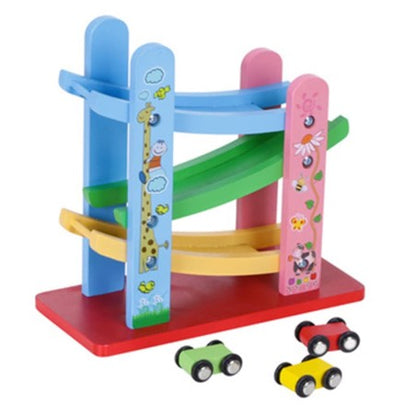 Wooden Ramp Race Track Toy Set for Kids