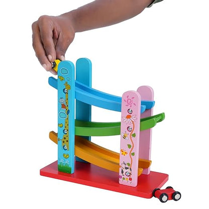 Wooden Ramp Race Track Toy Set for Kids
