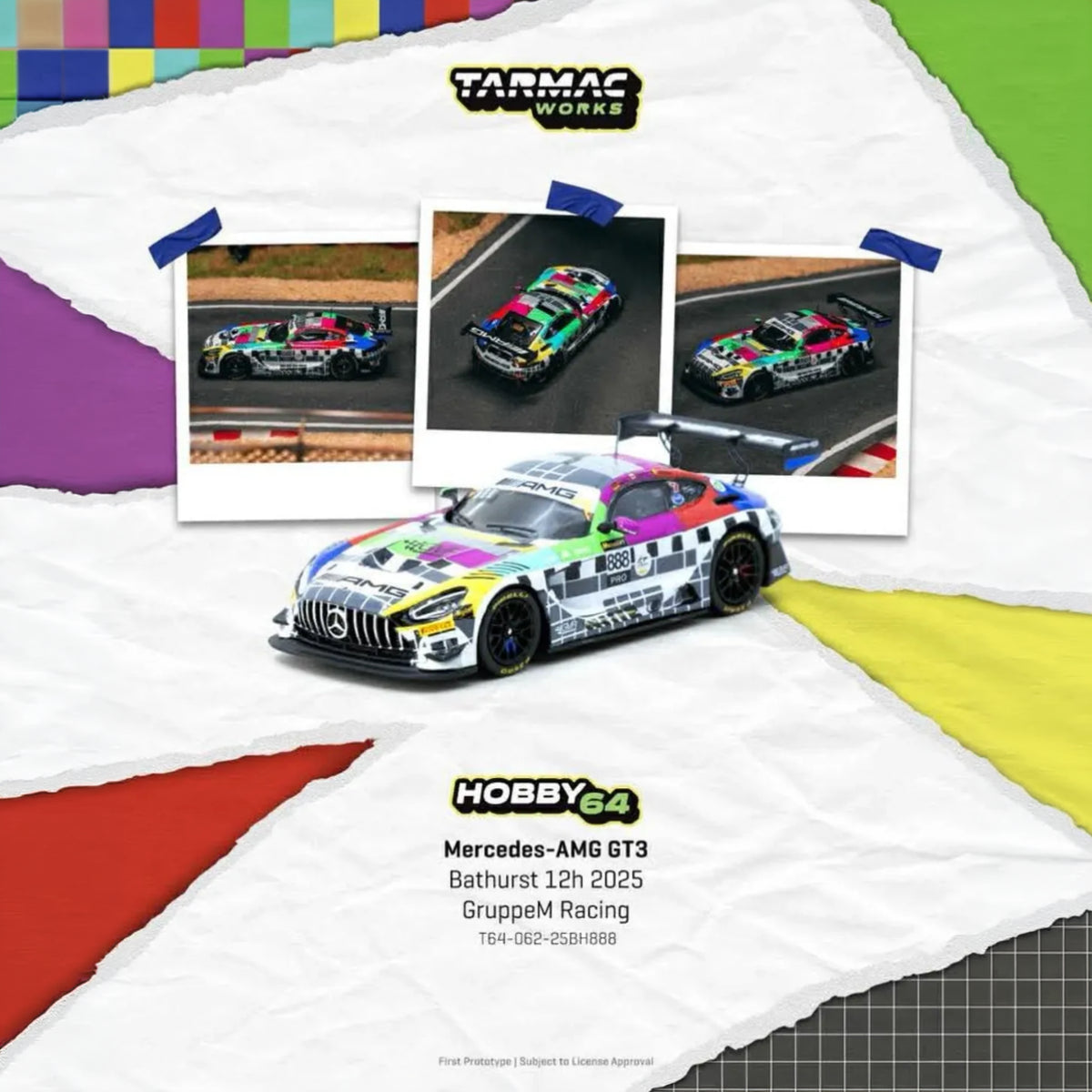 Tarmac Works Hobby64 Mercedes AMG GT3 Bathurst 12h 2025 GruppeM Racing 1:64 Scale Diecast Model Car
