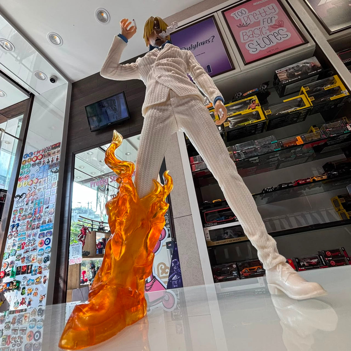 One Piece Sanji White Suit Diable Jambe Flame Effect Collectible Figure