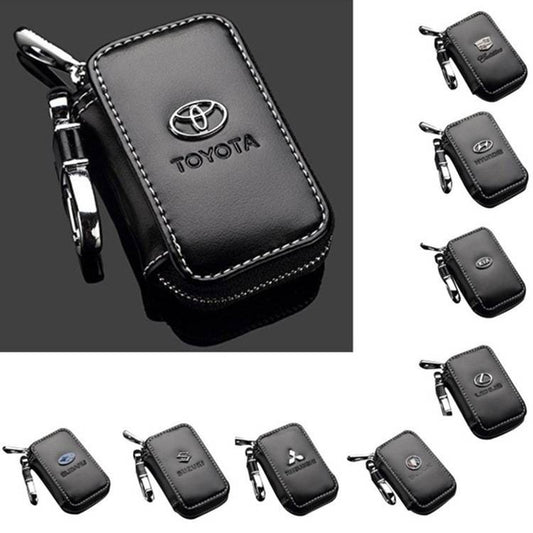 Leather Car Keyring, Black