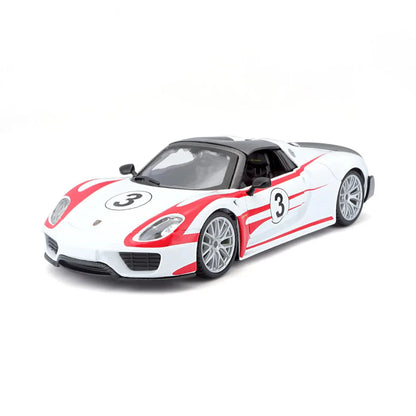 Bburago 1:24 Porsche 918 Weissach Spyder White Diecast