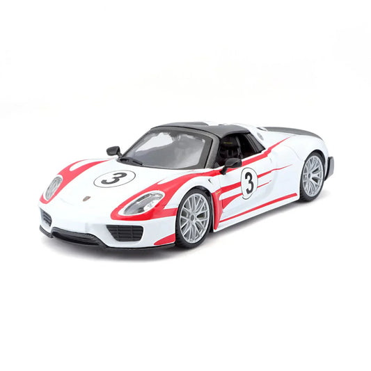 Bburago 1:24 Porsche 918 Weissach Spyder White Diecast