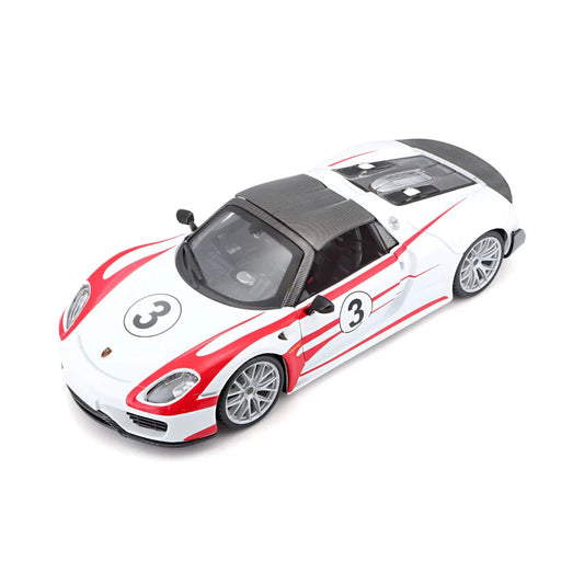 Bburago 1:24 Porsche 918 Weissach Spyder White Diecast
