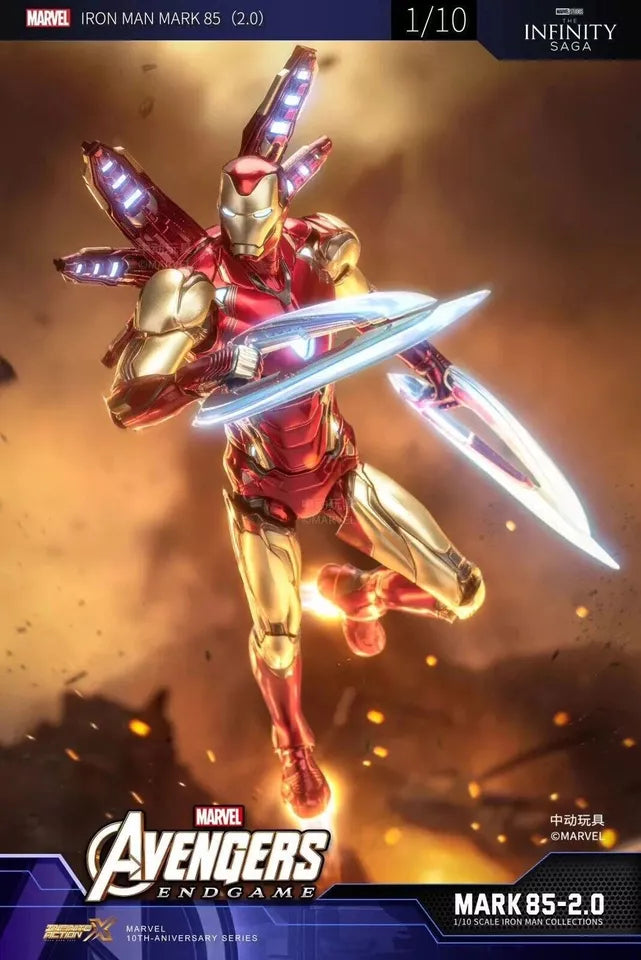ZD Toys Iron Man Mark 85 Action Figure from Avengers Endgame with Light Effects