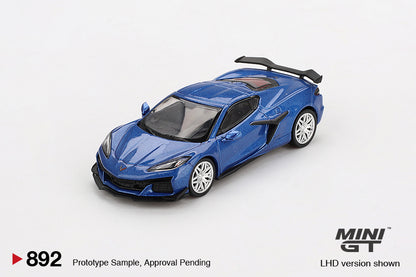 MiniGT 1:64 Chevrolet Corvette Z06 2023 Elkhart Lake Blue Metallic Diecast Model