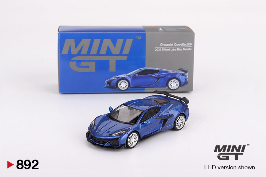 MiniGT 1:64 Chevrolet Corvette Z06 2023 Elkhart Lake Blue Metallic Diecast Model