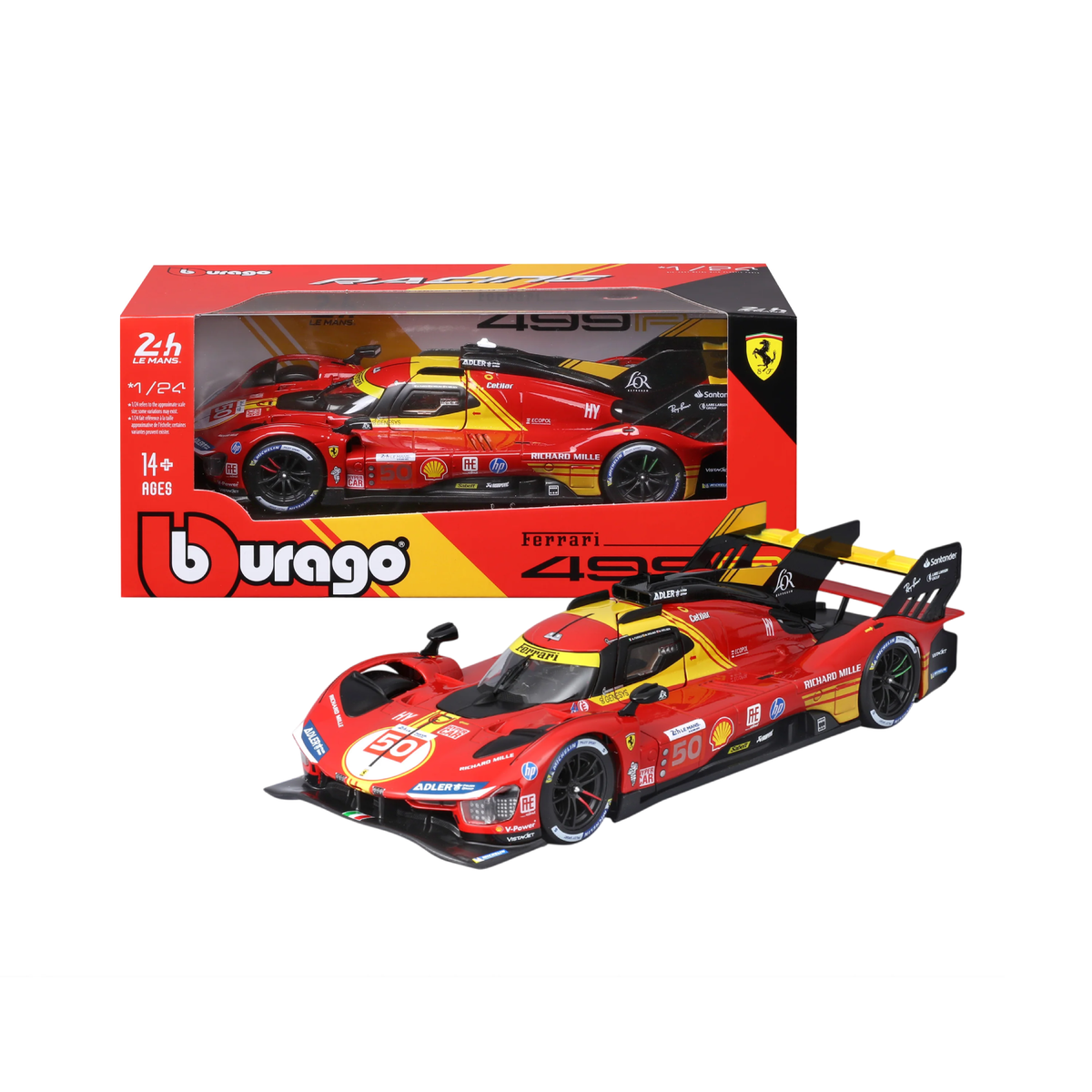Bburago Ferrari 499P 2024 24h Le Mans Champion #50 1:24 Scale Diecast Model