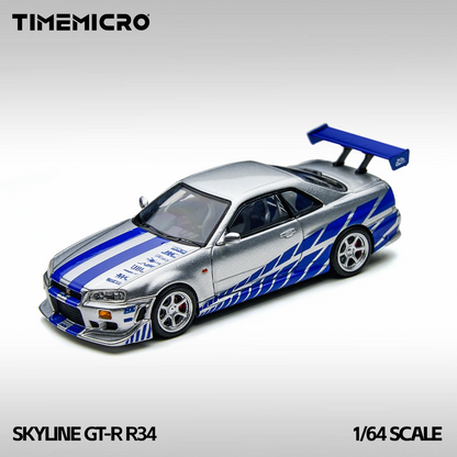 TimeMicro C-West Nissan Skyline GT-R R34 1:64 Scale Diecast Model (Brian O'Conner Tribute)
