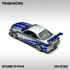 TimeMicro C-West Nissan Skyline GT-R R34 1:64 Scale Diecast Model (Brian O'Conner Tribute)