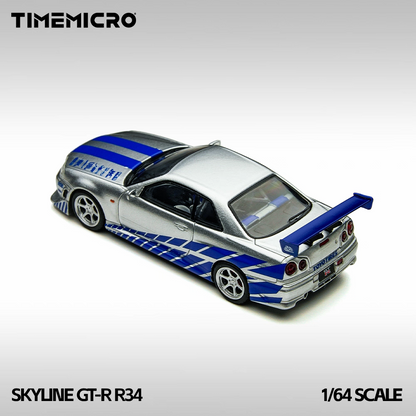 TimeMicro C-West Nissan Skyline GT-R R34 1:64 Scale Diecast Model (Brian O'Conner Tribute)