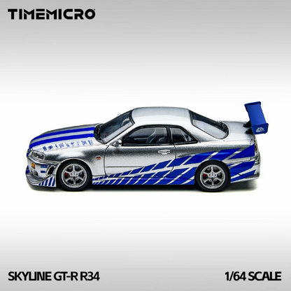 TimeMicro C-West Nissan Skyline GT-R R34 1:64 Scale Diecast Model (Brian O'Conner Tribute)