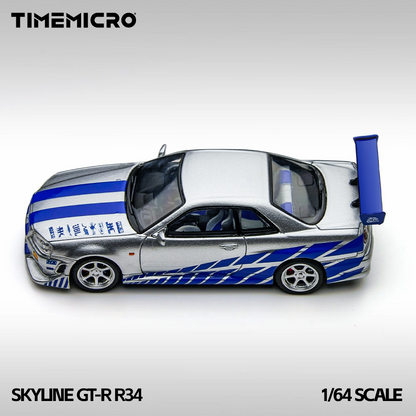 TimeMicro C-West Nissan Skyline GT-R R34 1:64 Scale Diecast Model (Brian O'Conner Tribute)