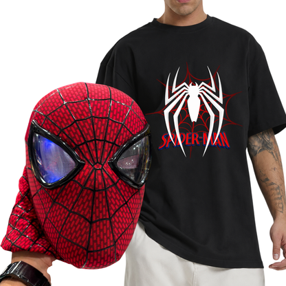 Ultimate Spider-Man Fan Bundle: Remote-Controlled LED Mask & Graphic Tee